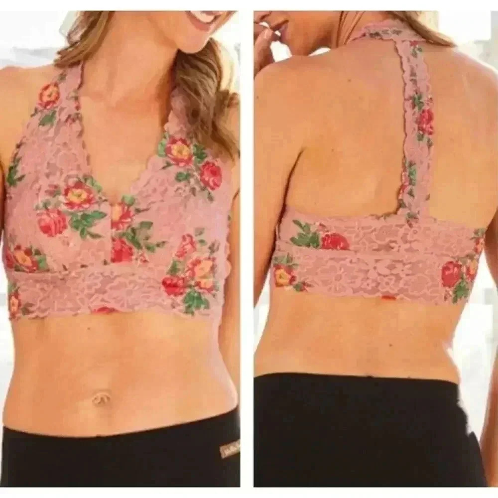Matilda Jane Pink Floral Lace Lovely Rita Bralette, XS